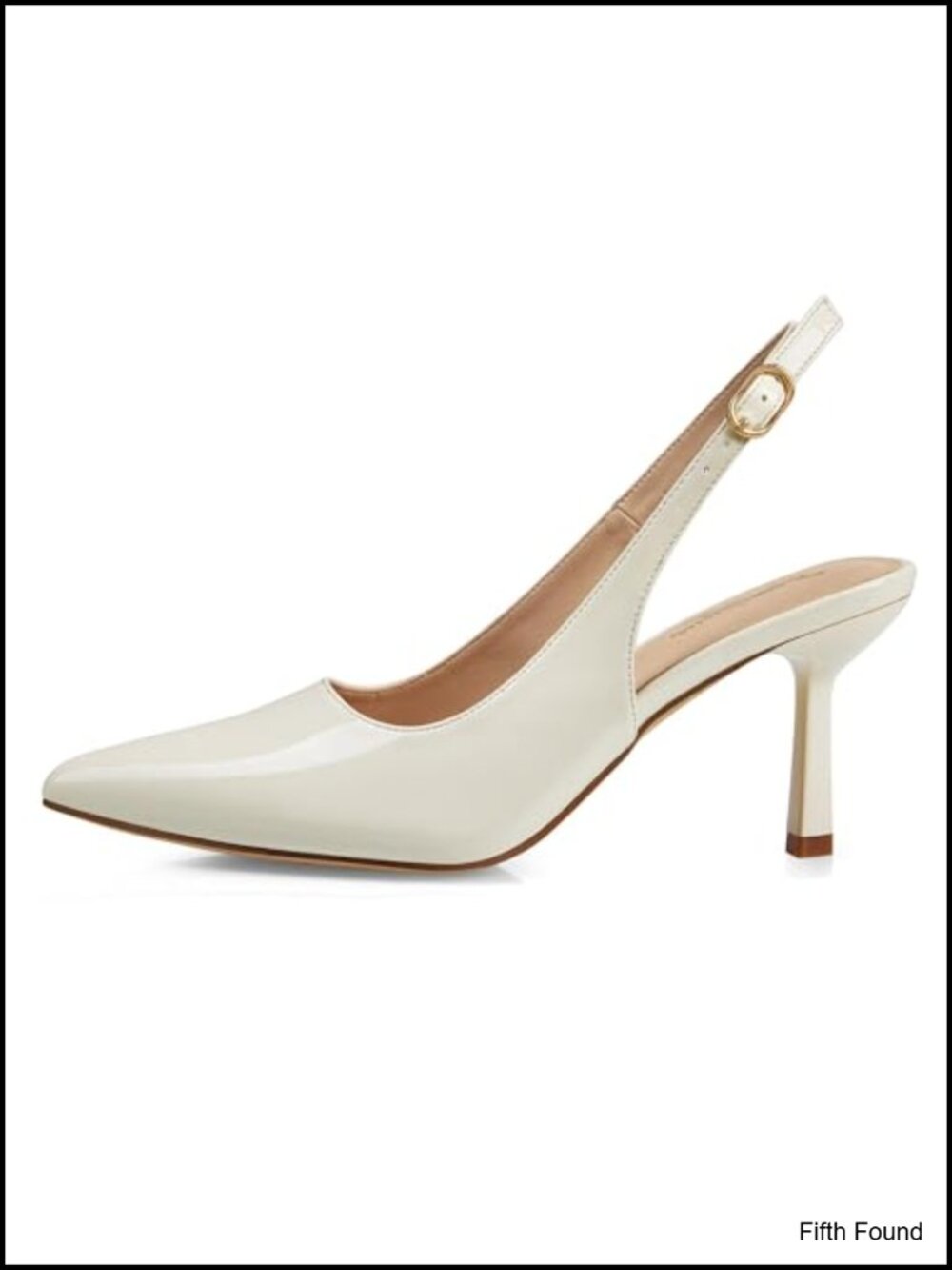 Kitten Heel Slingback Pumps Pointed Toe 3 Inch Buckle Strap Dressy Work